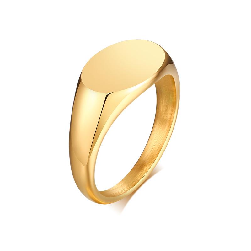 Anello sigillo personalizzato in acciaio inossidabile color oro con incisione iniziale, anello da mignolo per donna