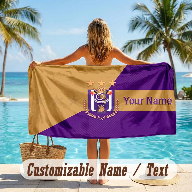 Custom Text Beach Towel, Soft Absorbent Swimming Multi-use TowelAnderlecht FC logo