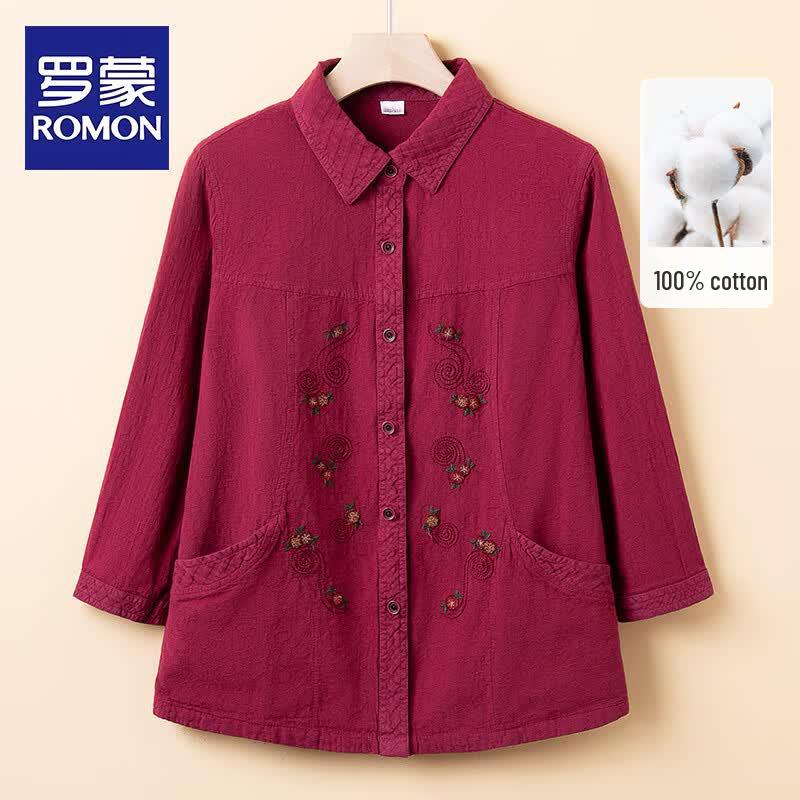ROMON Women s Summer Floral 3/4 Sleeve Blouse 2XL