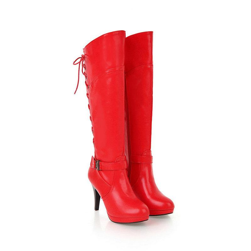 

New Fashion Waterproof Platform High Heel Lace Up Boots