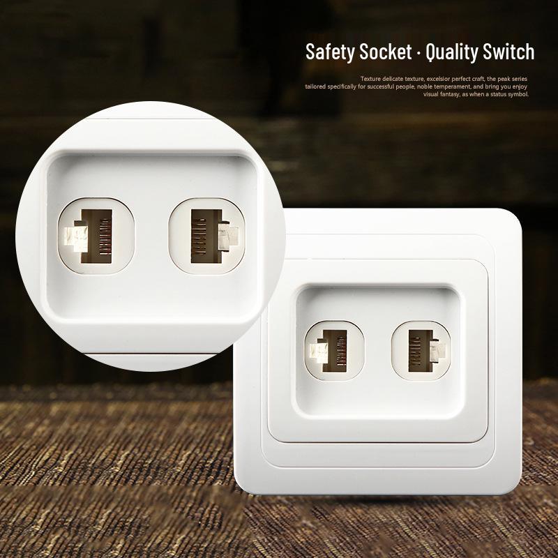 European Style Dual Socket: Two-Gang Telephone & Computer ABS Wall Panel