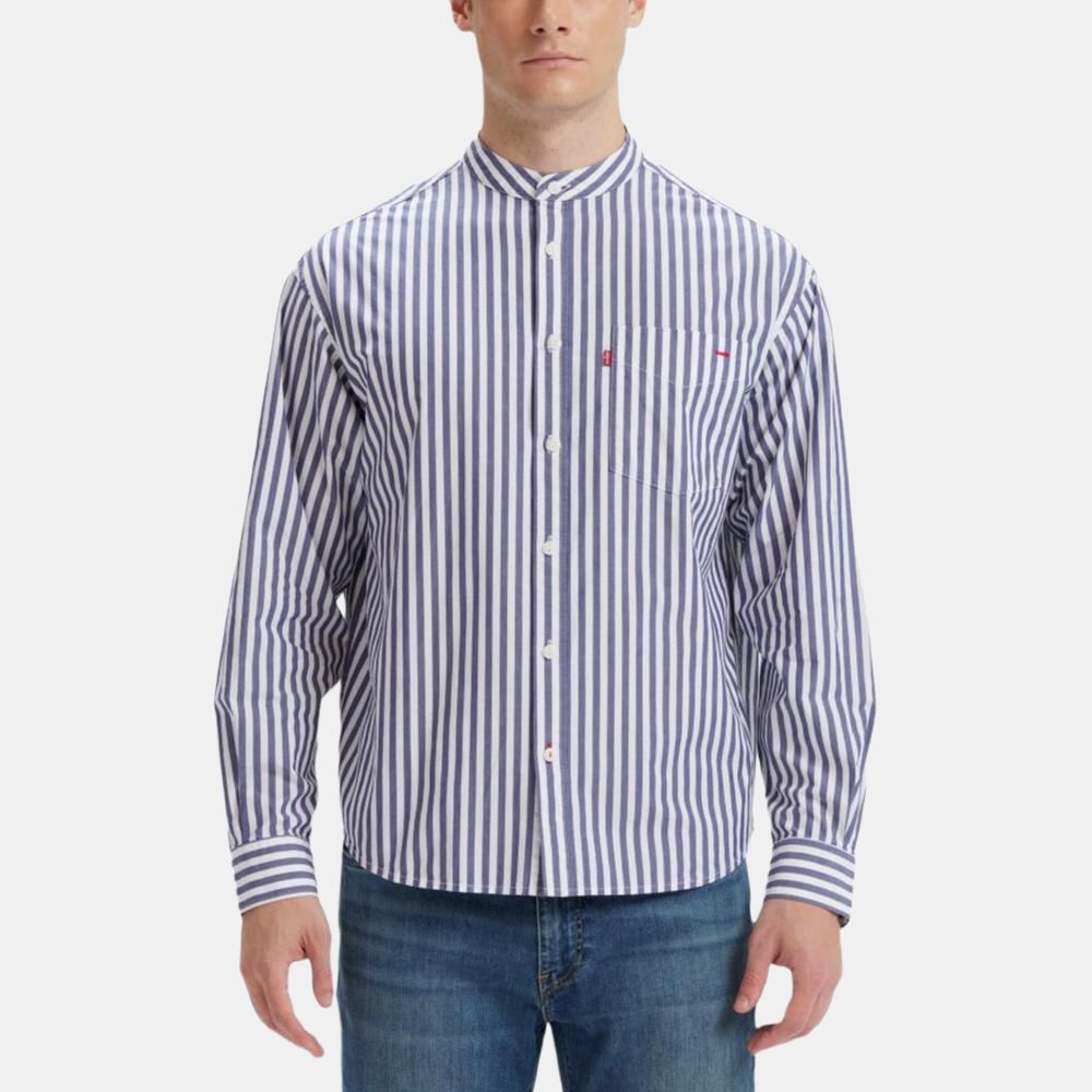Levis Comfortable Striped Minimalist Stand Collar Long Sleeve Shirt Men Shirts 003MY-0003