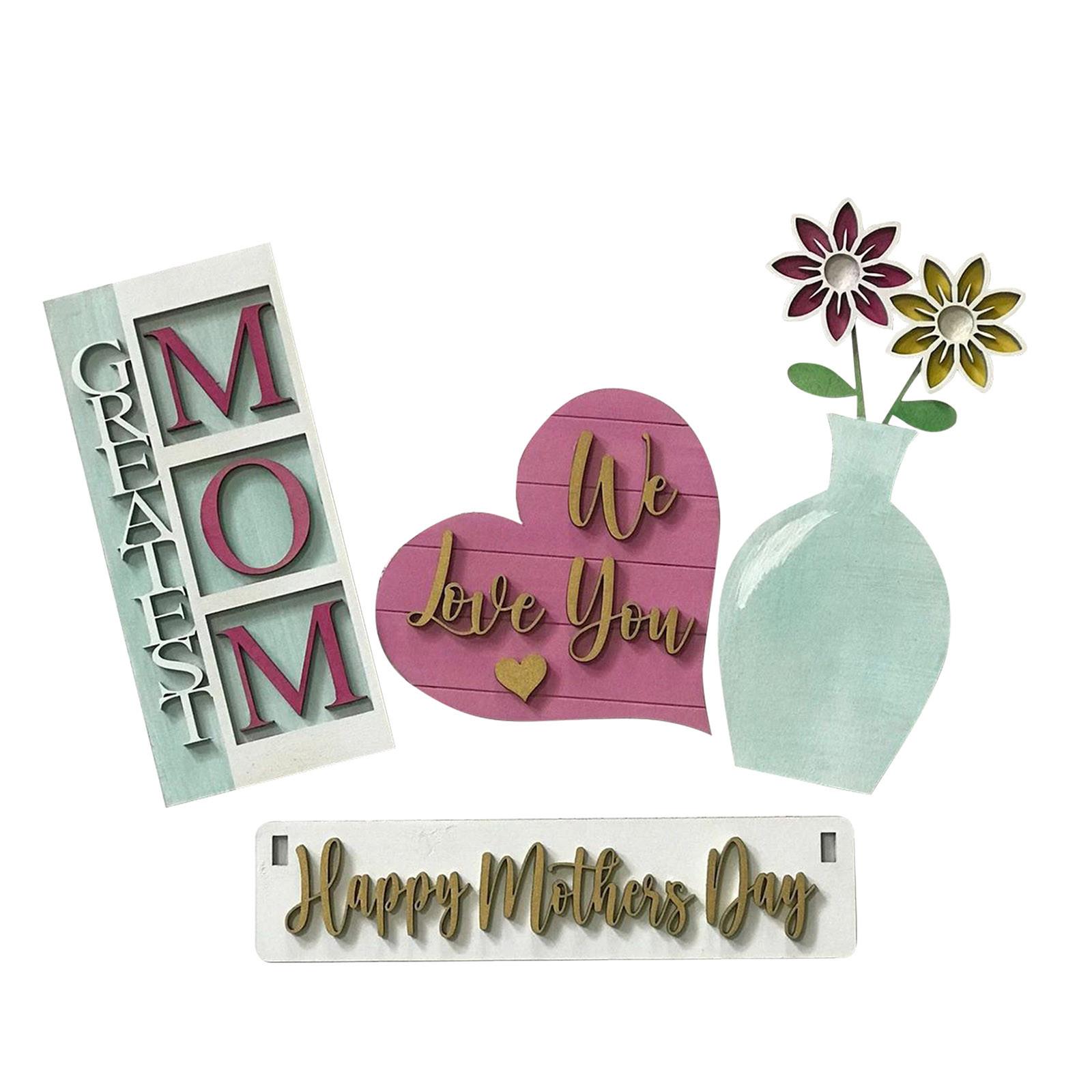 Mother s Day Ornament Tray Decorative Wooden Tray Dining Table Home Outdoor Decor Signs