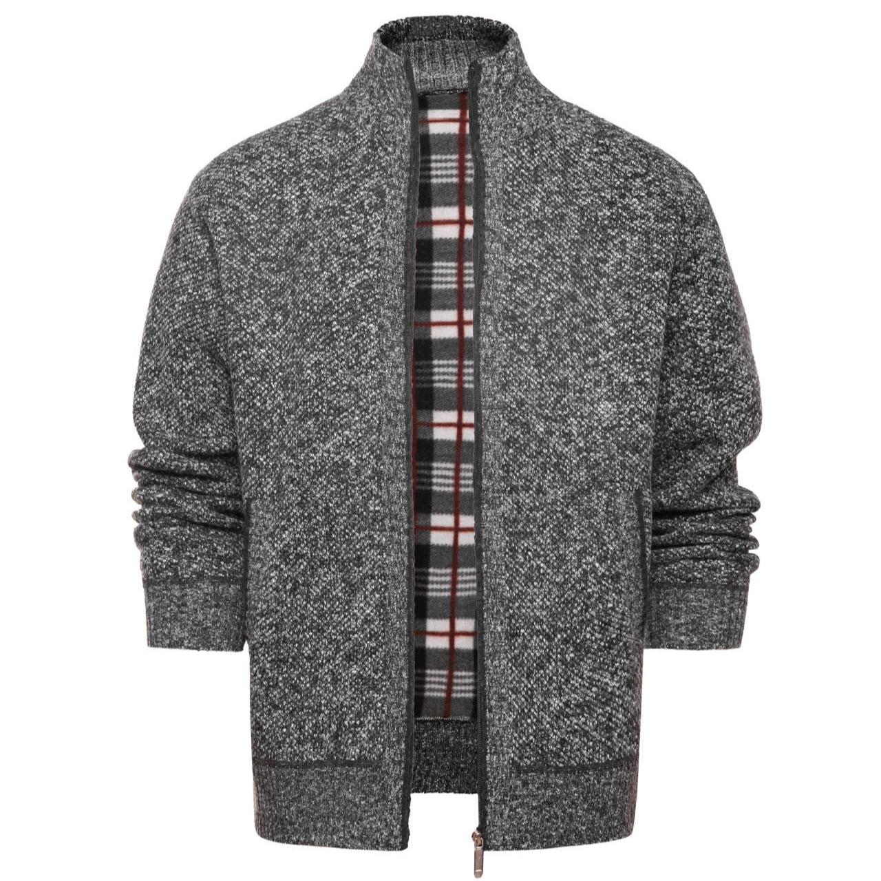 

Осень-зима Теплый кардиган Мужские флисовые свитера Куртки на молнии Slim Fit Роскошный брендовый трикотажный свитер Пальто Американский Джерси M светло-серый