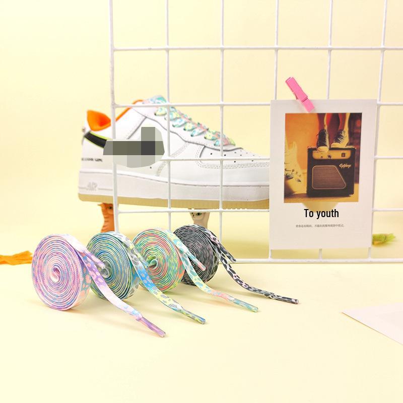 Fluorescent Leopard Tie-Dye Shoelaces for AJ1, AF1, Canvas Unisex Shoes