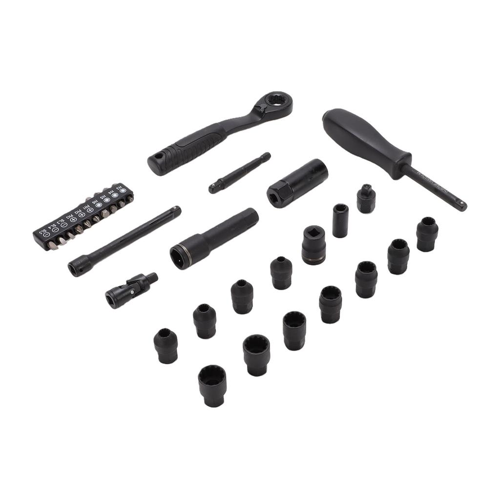 Durchsteck-Ratschen- und Steckschlüsselsatz 1/4 Zoll Antrieb 72 Zähne Ratschen-Steckschlüssel mit Verlängerungsstange und Adapter