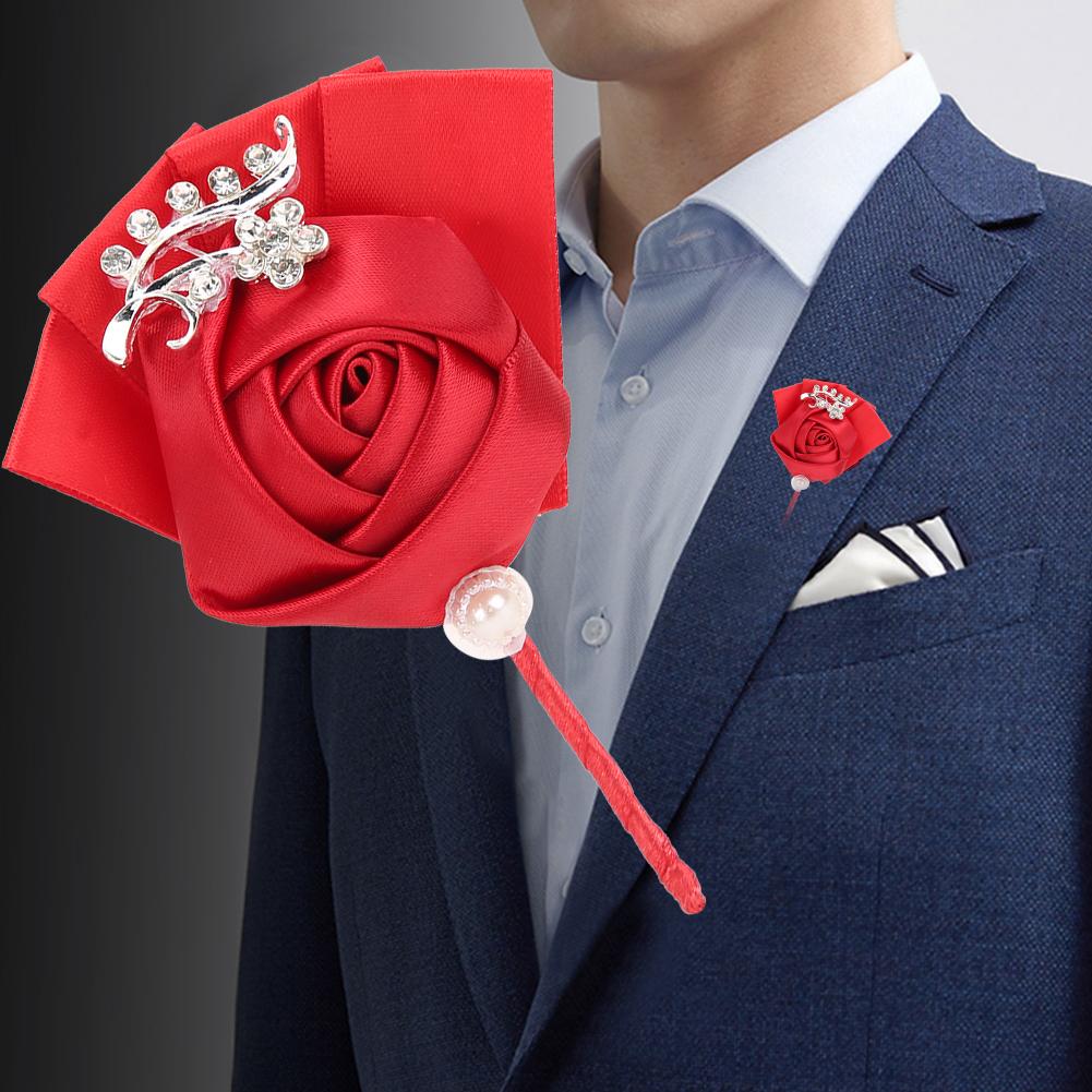 4Pcs Exquisite Ribbon Wedding Corsage Brooch Bridesmaid Artificial Chest Flower Accessories