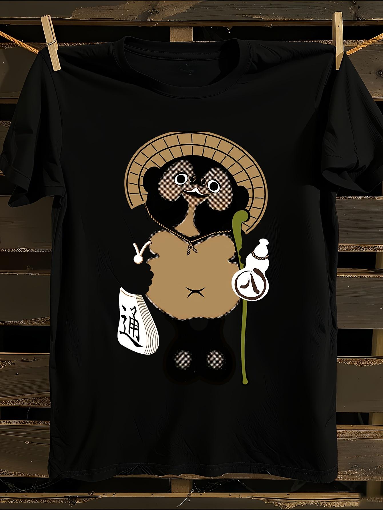 Tanuki Print Anime Tshirt Anime Tshirt S