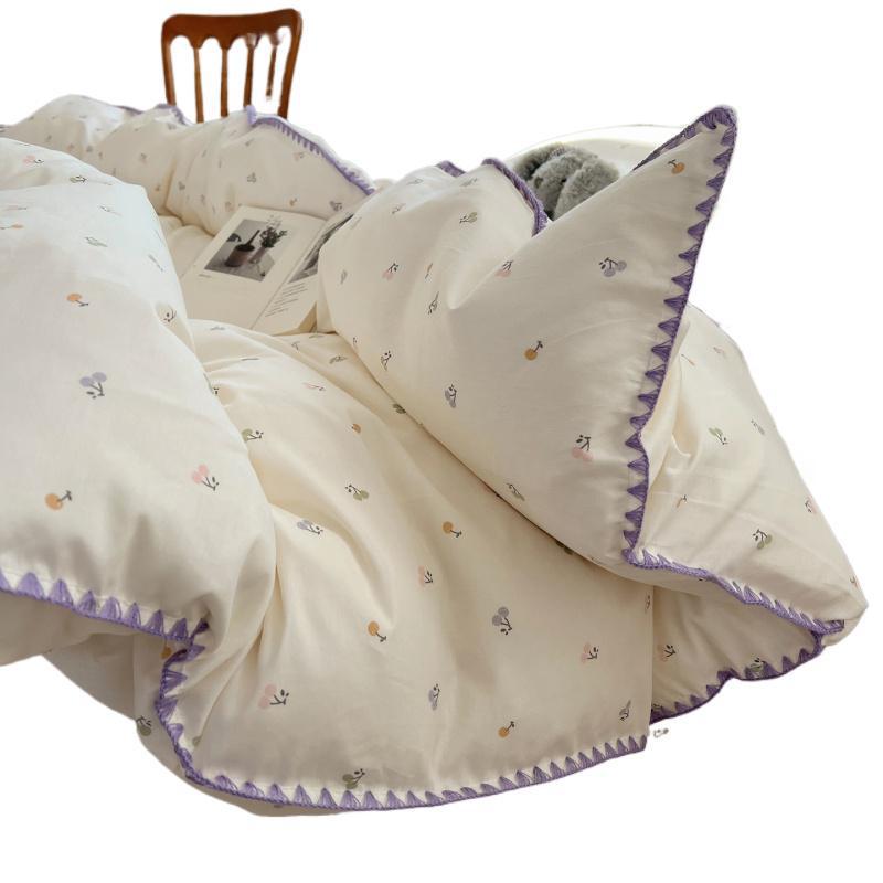 Ins Style 100% Pure Cotton Bedding Set: Duvet Cover and Sheet, Available In Four-Piece or Single Three-Piece Options