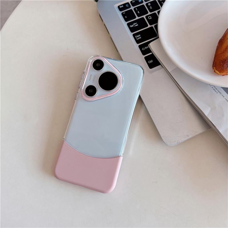 Transparent Double Color Montage Down Up Insert PC Case For Huawei Pura 70 Ultra Pro Plus Shockproof Back Cover Shell Protector