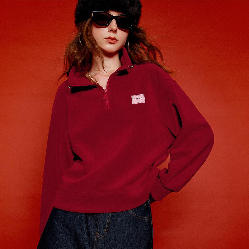 Chuyu Women's Plush Half-High Collar Sports Hoodie