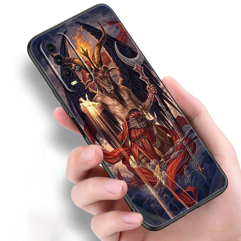 Pentagramm 666 Dämonische Satanic Silikon Telefon Fall Für Xiaomi Redmi Hinweis 11 10 9 8 Pro 11T 10T 10S 9S 8T 9 9A 9C 9T Schwarze Abdeckung