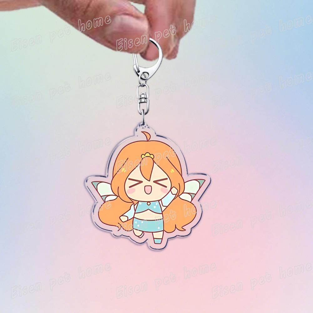 Cute Catoon Pixel Keychains for Women Bag Charm Fairy Stella Musa Tecna Magical Girl Fairies Keyrings Jewelry Friends Gifts