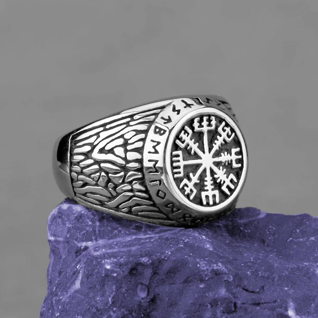 Nordic Viking Stainless Steel Ring Anchor Compass Tree of Life Rune Amulet Wolf Men Women Finger Jewelry Biker Party Club Gift