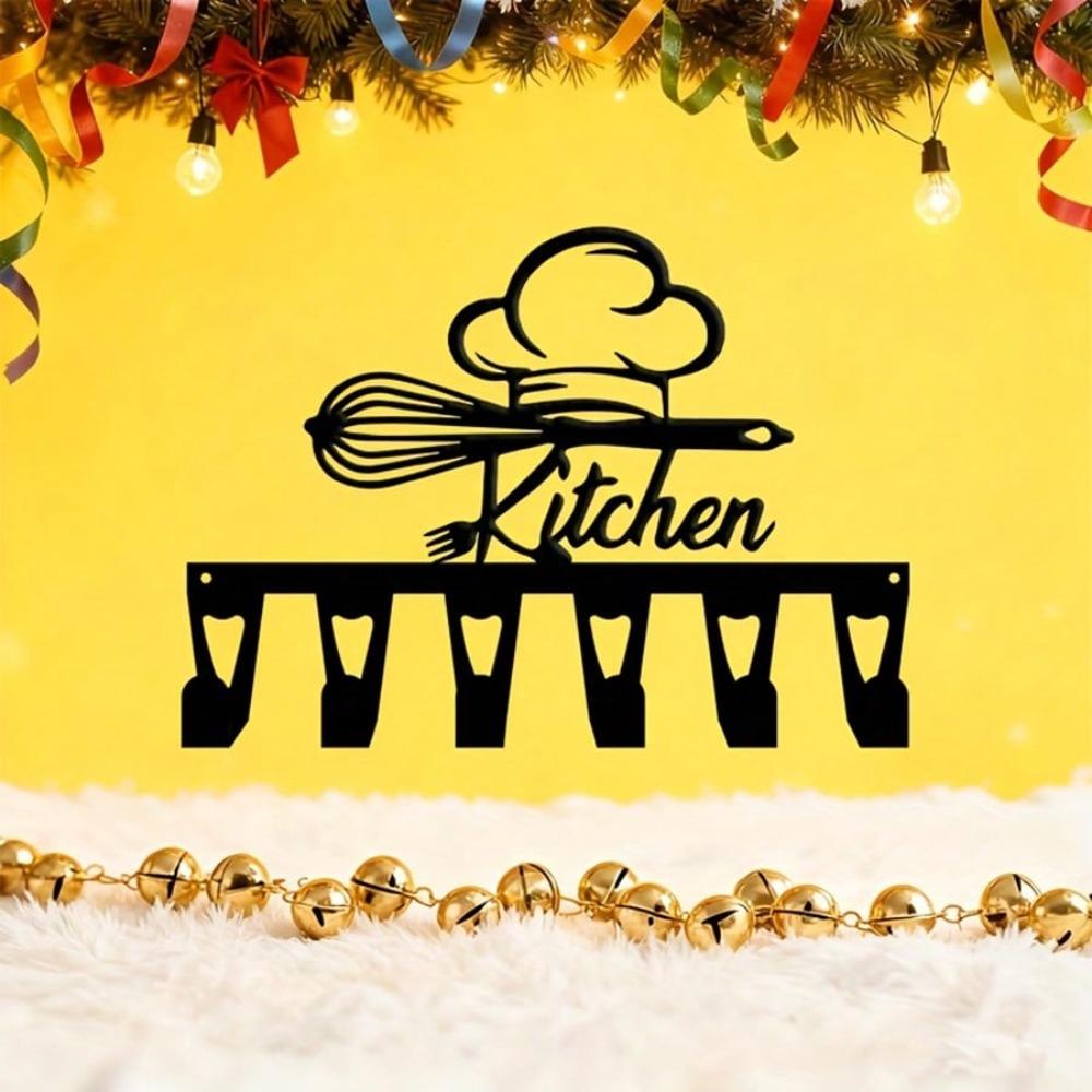 Vintage Chef Hat Eggbeater Key Holder Wall Decor Wrought Iron 6 Hooks Kitchen Entryway Hallway Handmade Christmas Gift