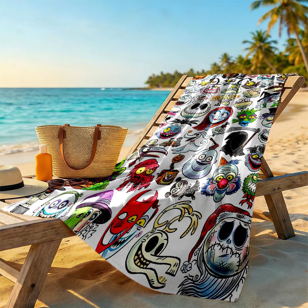 Christmas Nightmare Beach Towel Super Soft & Absorbent Comfortable Lightweight Perfect for Traveling Yoga Camping and Swimming