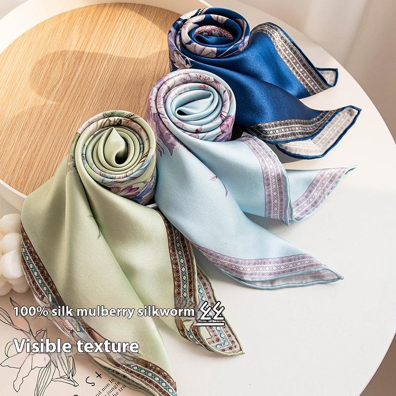 Cashew Print 100% Mulberry Silk 90cm  Small Square Scarf High-end Women's Scarf Accessories