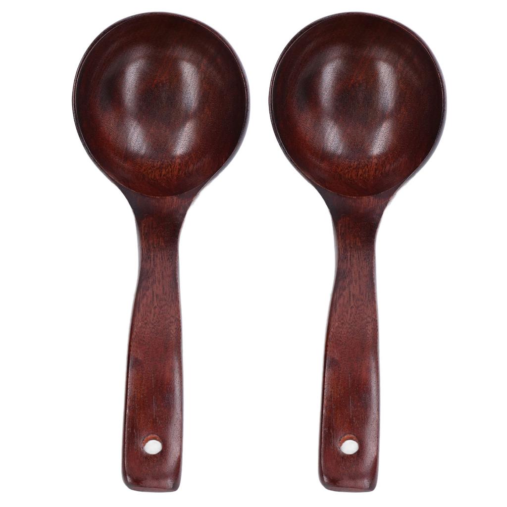 2Pcs Wooden Spoon Wood Scoop Ladle Handle Set Kit for Porridge Coffee Dessert