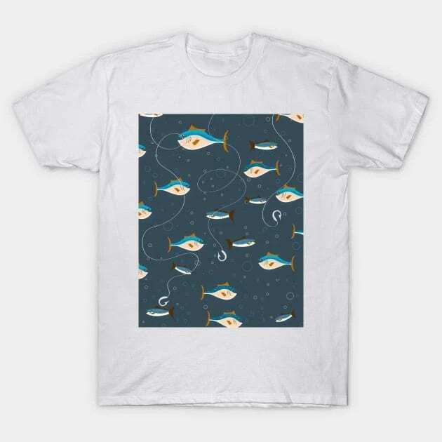Cute fishing pattern. Made in Australia T-Shirt 4XL