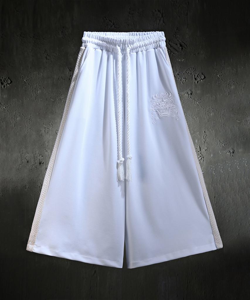 Kileutimuka Embroidered Ivory Rope Wide Pants White