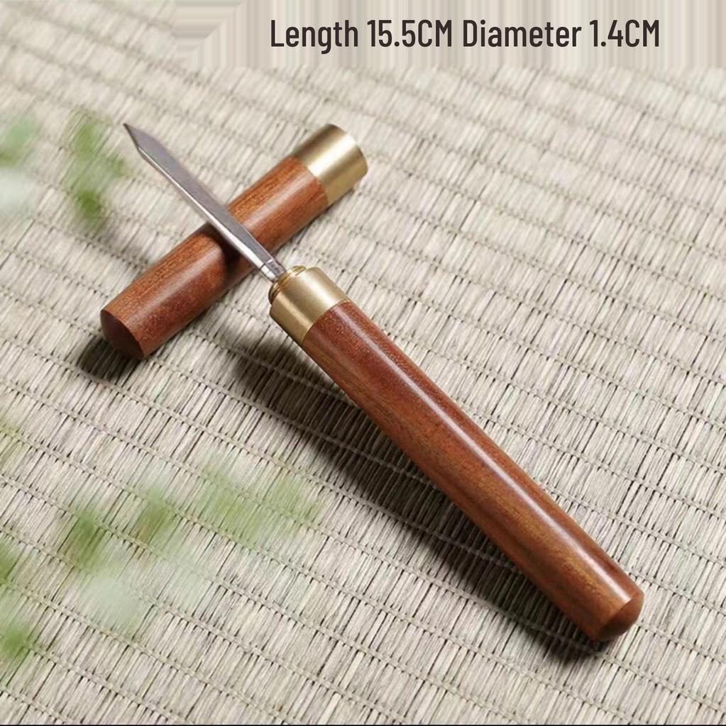 Small Ebony Rosewood Tea Knife & Needle for Pu'er Tea Ceremony with Laser Logo