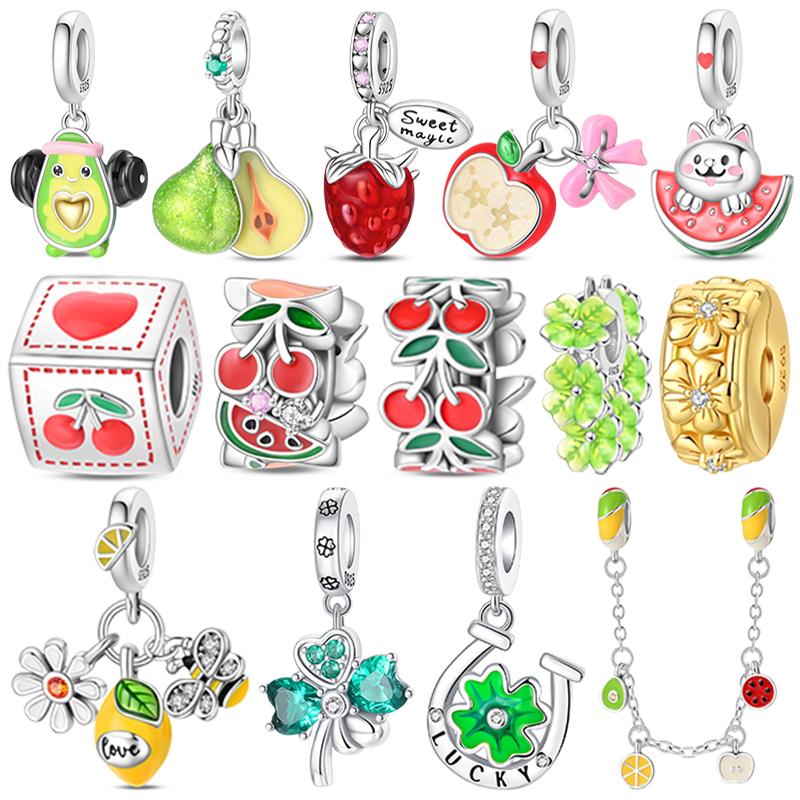 Jmg Bags Women's Copper Metal Fruit Series Watermelon Cherry Apple Pendant Bead Component Do It Yourself Charm Bead Components Bead Components Compatible With