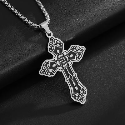 Colier Popular cu Cruce Gotică Europeană și Americană pentru Bărbați și Femei Accesorii Versatile Retro cu Patină Corozivă