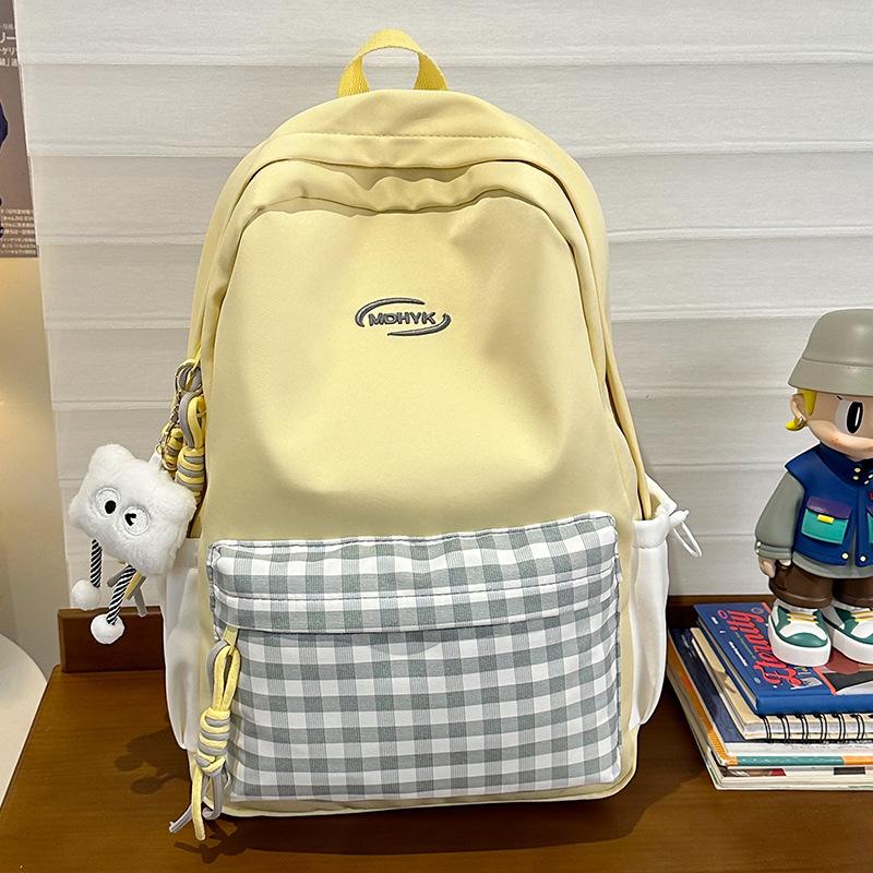 Children's school bag Elementary school girl Junior high school student plaid backpack Fashion backpack