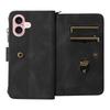 For iPhone 16 Zipper Wallet Case with 15 Card Slots and Strap Leather Phone Cover