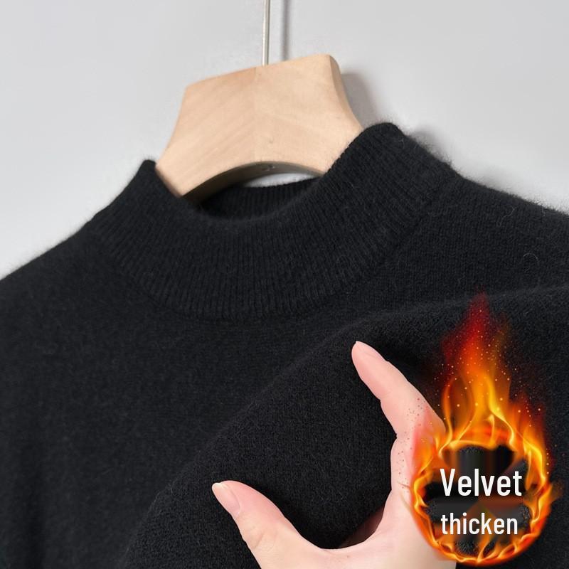 Men's Half-High Collar Thick Knit Sweater - Autumn/Winter Velvet Business Layer