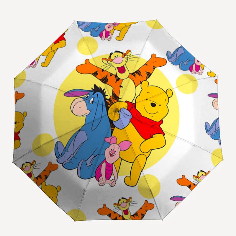 

1pc Winnie-the-PoohDesign Automatic Open/close Folding Umbrella - Compact Travel Umbrella, Heavy-Duty 8-Rib Construction