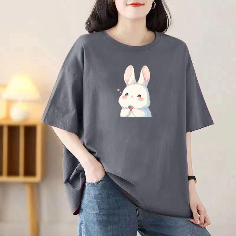 Loose Cotton Short-sleeved T-shirt Ladies Summer New Blouse Women Round Neck