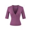Elegante Camiseta Cruzada en V con Ceñido a la Cintura para Mujer - Capa Base de Manga Corta para Verano