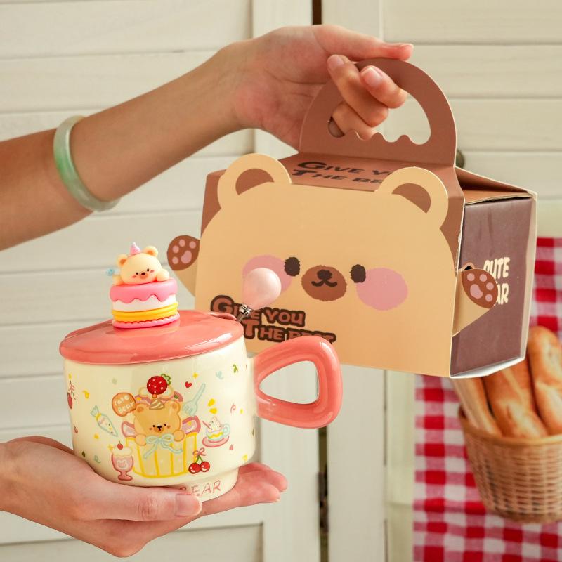 Creative Gifts Birthday Cake Ceramic Cup Children's Student Holiday Gift Cute Mug Household Teacup Water Cup