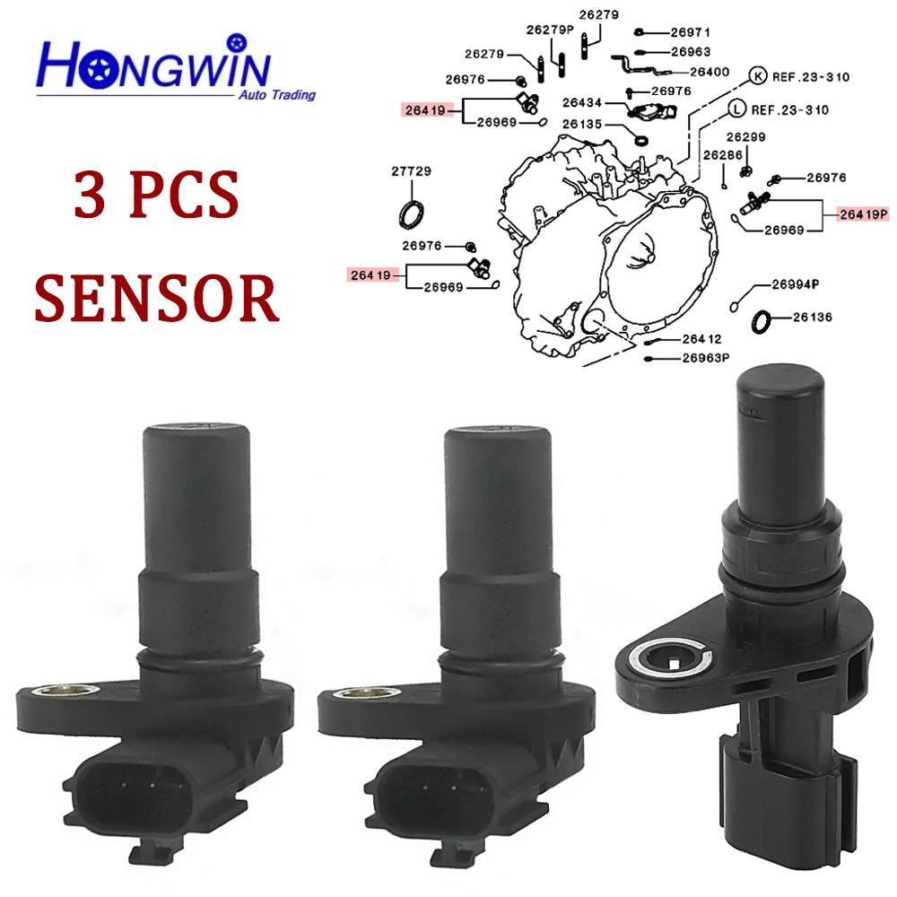 3Pcs Input Output Transmission Speed Sensor For Nissan Altima Infiniti CVT CVT7 RE0F11A JF015E 31935-1XF00 31935-1XF01 125958B 3pcs