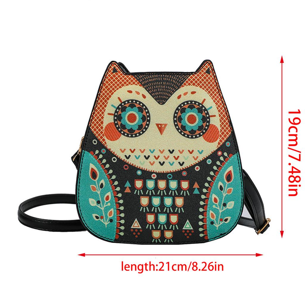 PU Leather Messenger Bag for Women Owl Shape Shoulder Bag Cartoon Owl Crossbody Bag Small Square Bag Shopping Bag