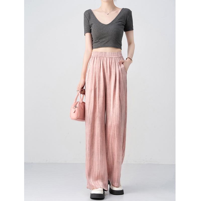 Summer Wide-leg Yamamoto Satin Pants Drape Cold High Waist Thin Loose Casual Straight Sports Dirty Pants Women