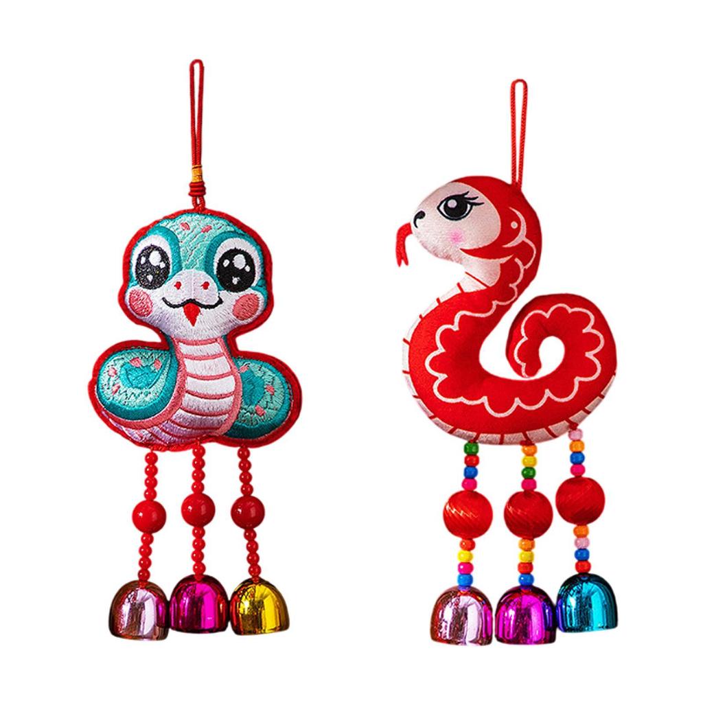 2025 Chinese New Year Bell Pendant Ornament Year of The Snake Decor Luck Charm Hanging Pendant for Decorative Tree Party Window