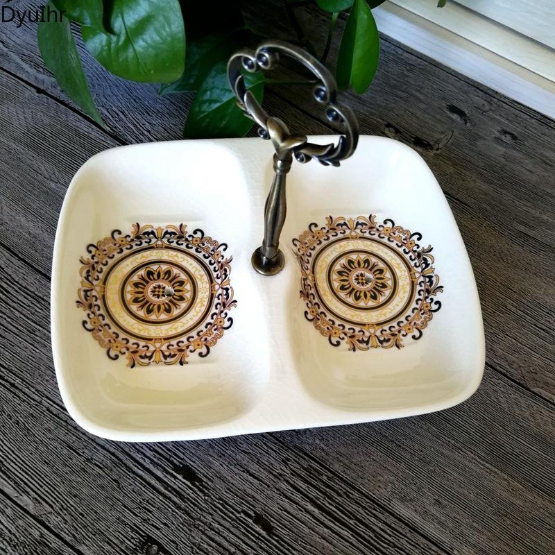 Europejski styl Pęknięta ceramika Dwukomorowe mydelniczka Domowe Drenujący uchwyt Mydelniczka Mydelniczka Łazienkowa Taca na mydło