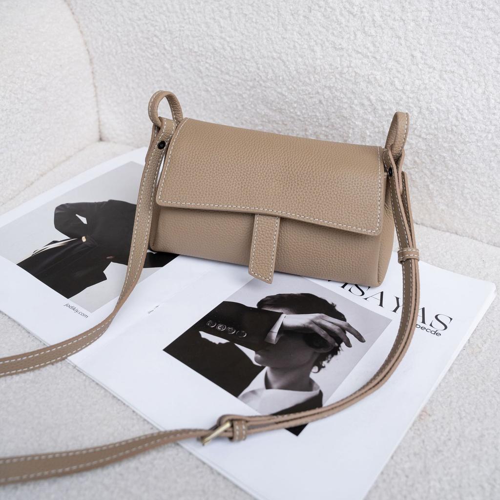 Cowhide Casual Women's Bag Single Shoulder Messenger Bag Fashionable and Simple Women's Handbag Multi-compartment Shell Bag Practical