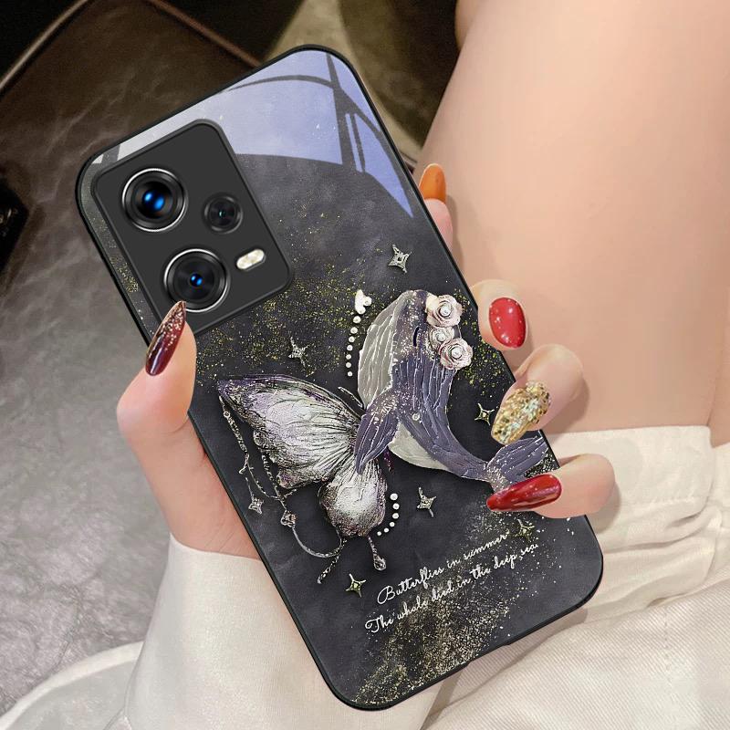 Dreamy Butterfly Colors For Xiaomi 14 Ultra 13 Lite Redmi Note 13 11 Pro 12 Plus Poco X6 3 Pro F4 6 GT Tempered Glass Phone Case