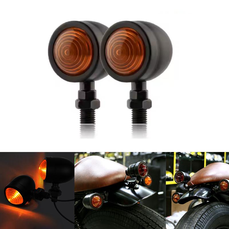 Chrome Bullet Motorcycle Turn Signals Indicator Light Retro 12V Moto Blinker Lamp Single Wire Turn Signals Lights For Cafe Racer