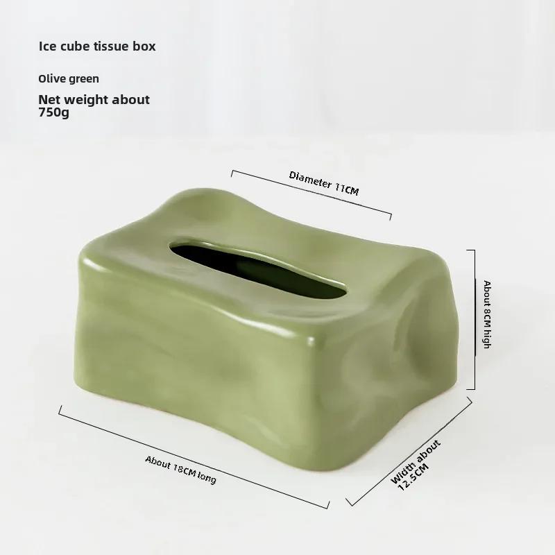 

Керамическая коробка для салфеток Nordic Luxury Ice Cube Design, высококачественный держатель для салфеток из позолоченного металла, декоративный орнамент для хранения на чайном столике
