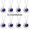 12 Constellation Necklace, Chinese Zodiac, Time Stone, Moon Glass Pendant, Christmas gift, Stocking stuffers, Valentine's Day gift, girlfriend gift