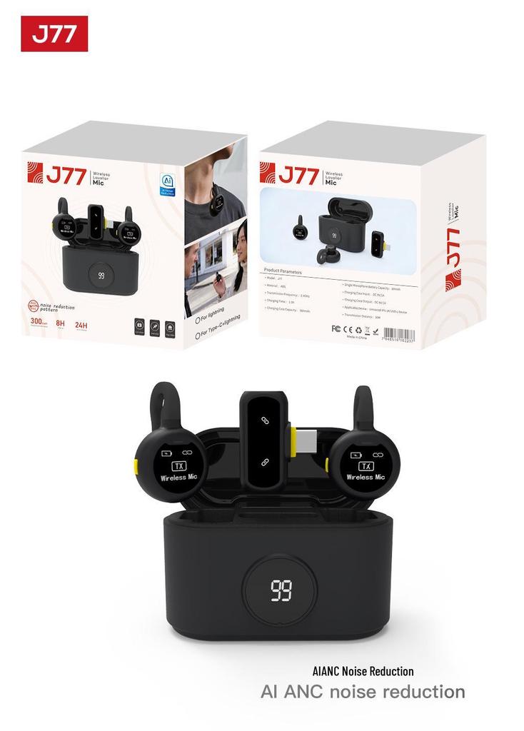 Q8 Wireless Lavalier Microphone Set: Clip-on Mic for Mobile Live Streaming with Sound Knob and One-to-Two Mic Feature.