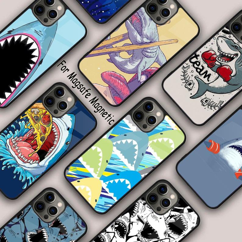 Cartoon Shark Magnetic Phone Case For APPLE iPhone 17 Air 16 14 13 12 Pro Max 15 Plus Wireless Charge With MagSafe Cover