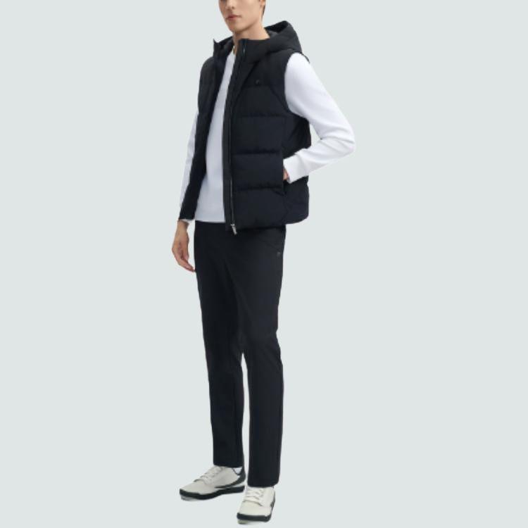 Fila White Series Comfortable Solid Color Mid Waist Straight Leg Casual Pants Men Bottoms Black F11M443802F-BK