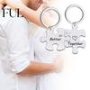 Paar Schlüsselanhänger 2 Stück Schlüsselanhänger Halskette Zusammen Besser Puzzle Edelstahl DIY Anhänger Ring Rucksack Ornament Freund Freundin Geschenk