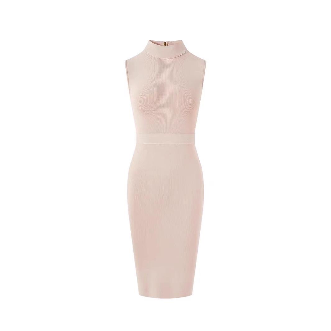 

Women s Sleeveless Mock Neck Slim Fit Ruched Bodycon Dress Small