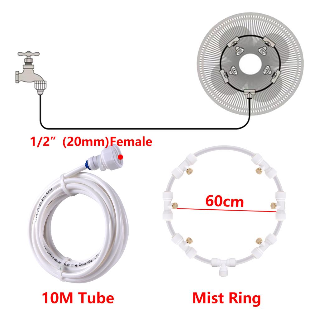 16 Inch Outdoor Fan Cooling Misting System Mist Fan Nozzles Kit Water Fog Sprayer Fan Sprayer Outdoor Garden Patio Nebulizer